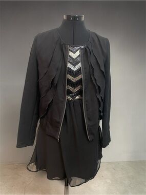 GAP Black Layered Front Zip Blazer Jacket
